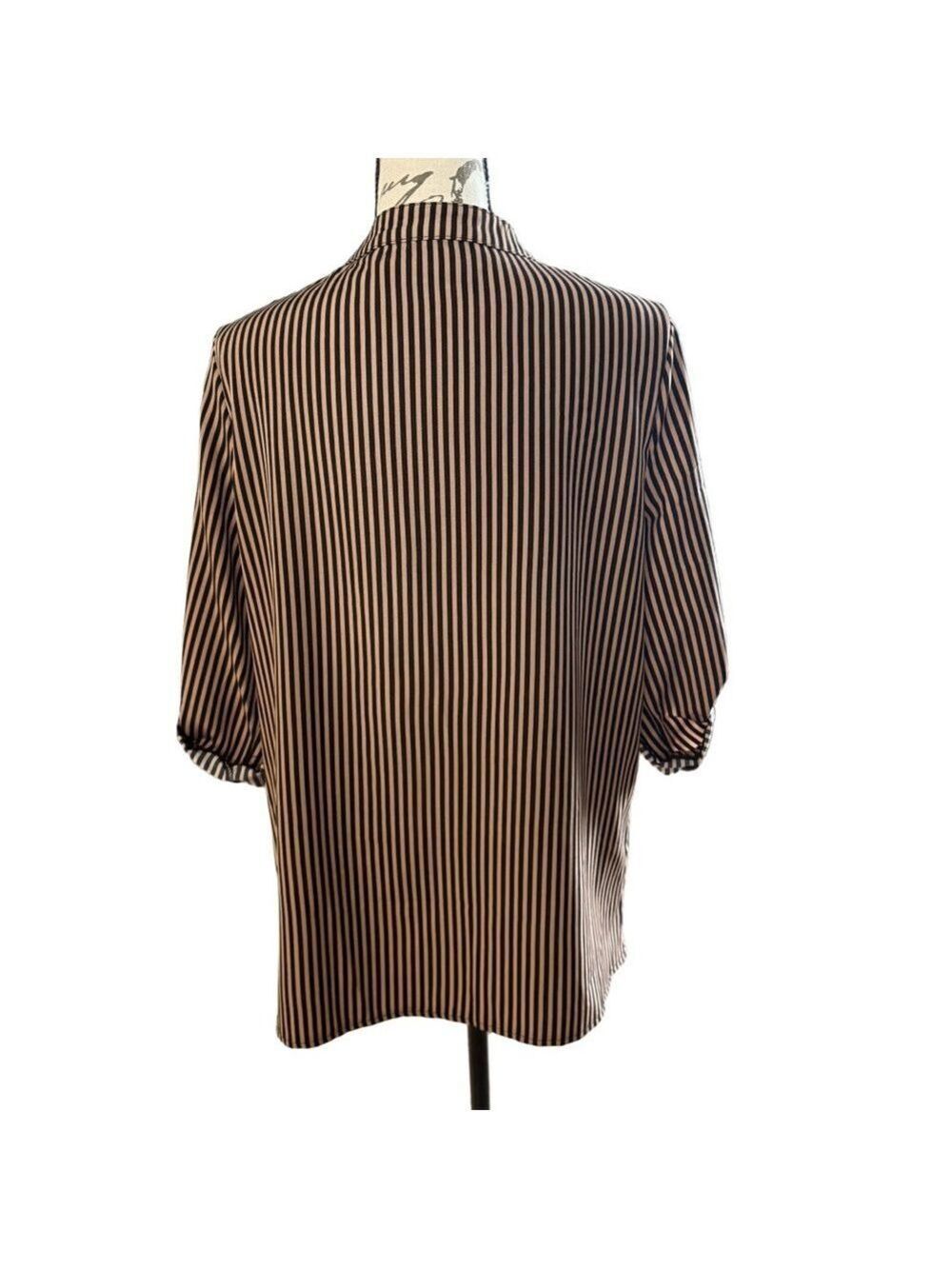 SHEIN👚 Striped Blouse Duo/Set — Navy🤍 & Rust🖤 — Size M Workwear Tops✨ - Picture 9 of 13